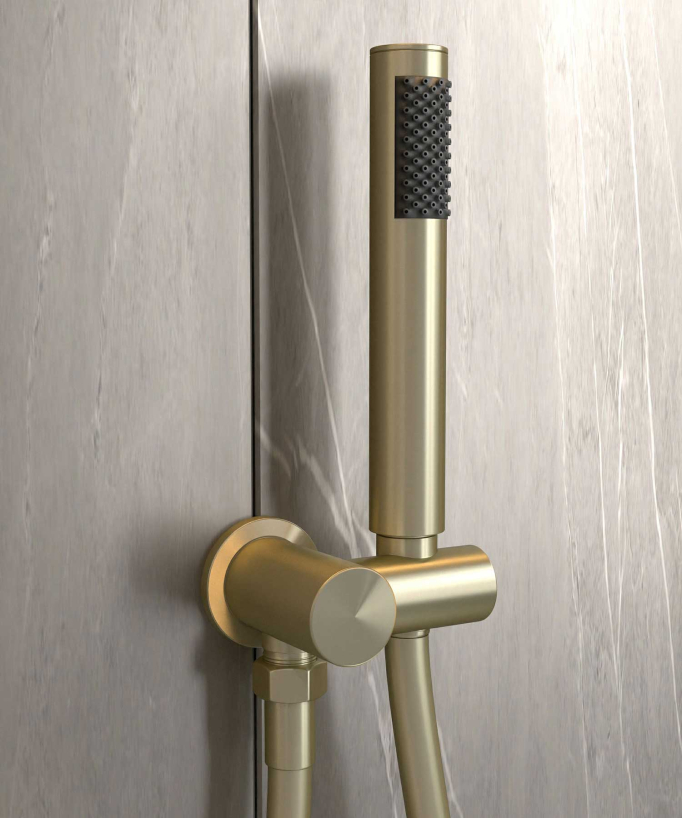 Thermostatic Concealed Shower Column with Anti-Limescale Rain Head - Brushed Gold - Corbeau