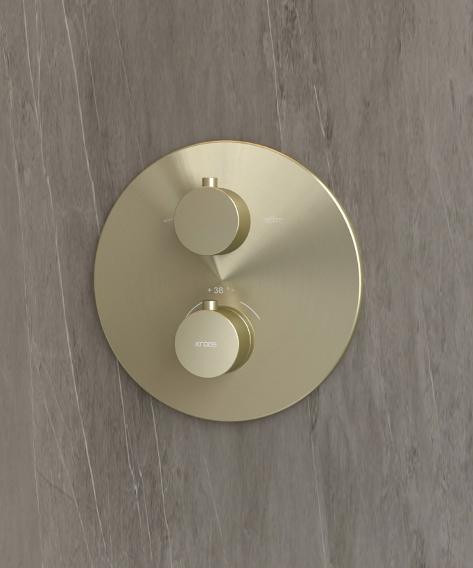 Thermostatic Concealed Shower Column with Anti-Limescale Rain Head - Brushed Gold - Corbeau