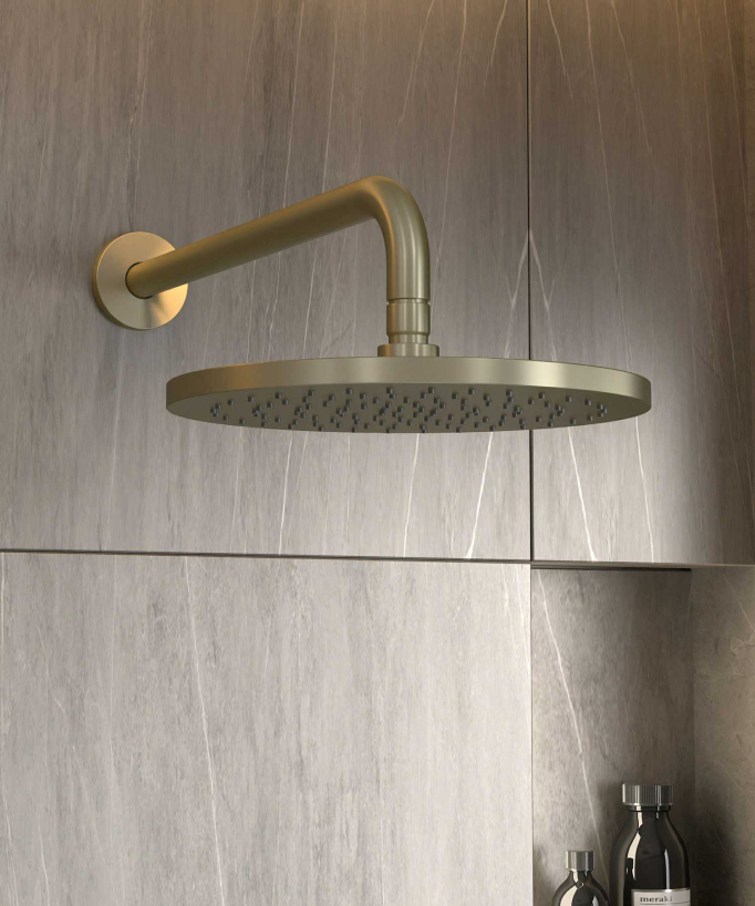 Thermostatic Concealed Shower Column with Anti-Limescale Rain Head - Brushed Gold - Corbeau
