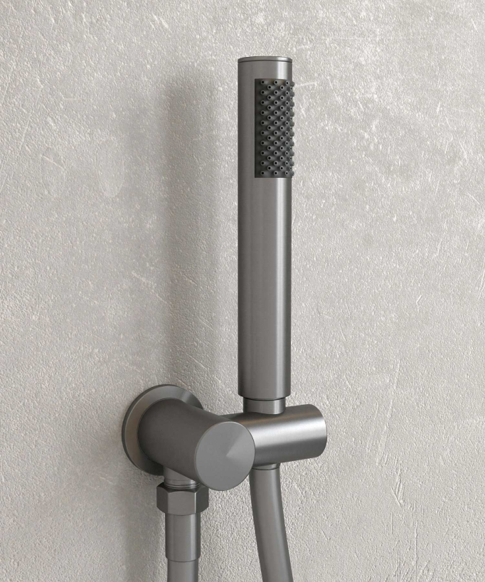 Thermostatic Concealed Shower Column with Anti-Limescale Rain Head - Gunmetal - Corbeau