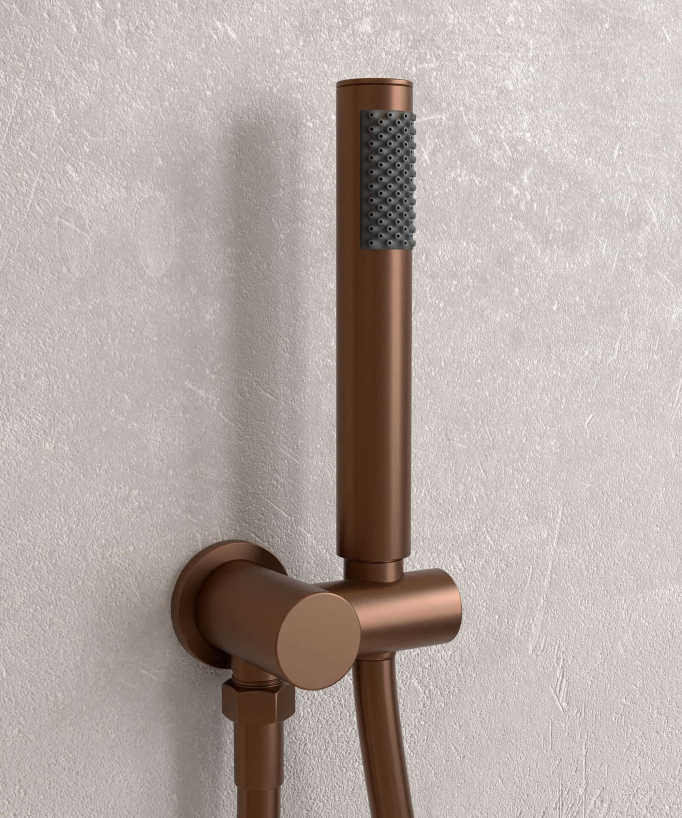 Thermostatic Concealed Shower Column with Anti-Limescale Rain Head - Brushed Rose Gold - Corbeau