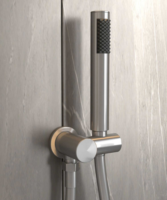 Thermostatic Concealed Shower Column with Anti-Limescale Rain Head - Brushed Nickel - Corbeau