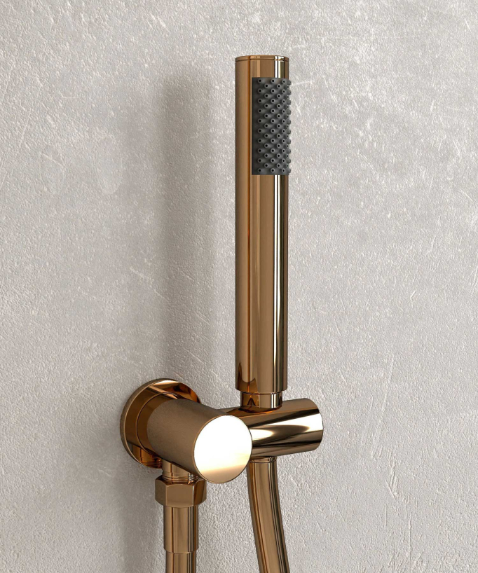 Thermostatic Concealed Shower Column with Anti-Limescale Rain Head - Rose Gold - Corbeau