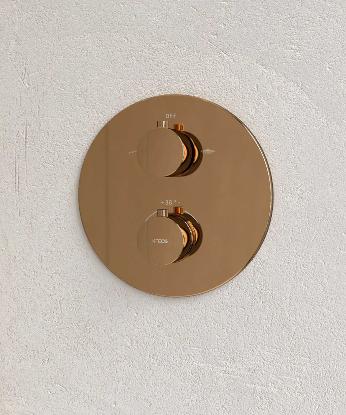 Thermostatic Concealed Shower Column with Anti-Limescale Rain Head - Rose Gold - Corbeau