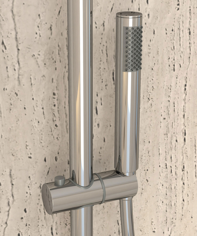 Concealed Shower Mixer with Rail and Hand Shower Set - Chrome - Corbeau