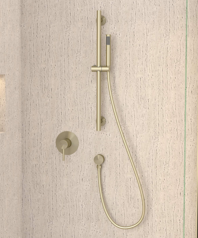 Concealed Shower Mixer with Rail and Hand Shower Set - Brushed Gold - Corbeau