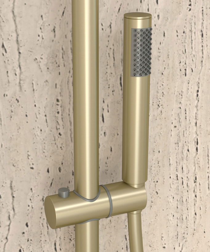 Concealed Shower Mixer with Rail and Hand Shower Set - Brushed Gold - Corbeau