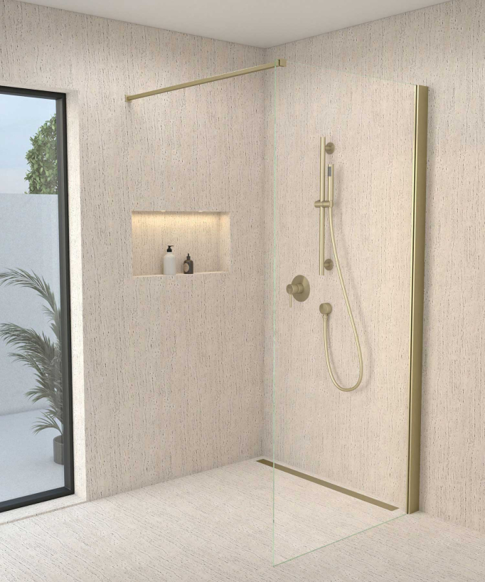 Concealed Shower Mixer with Rail and Hand Shower Set - Brushed Gold - Corbeau