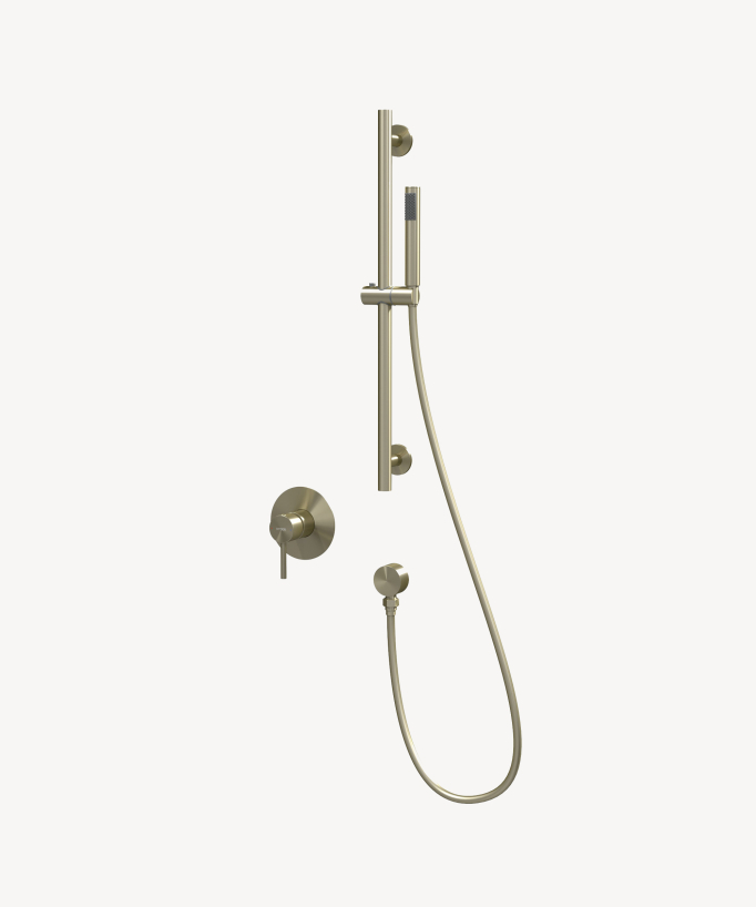 Concealed Shower Mixer with Rail and Hand Shower Set - Brushed Gold - Corbeau