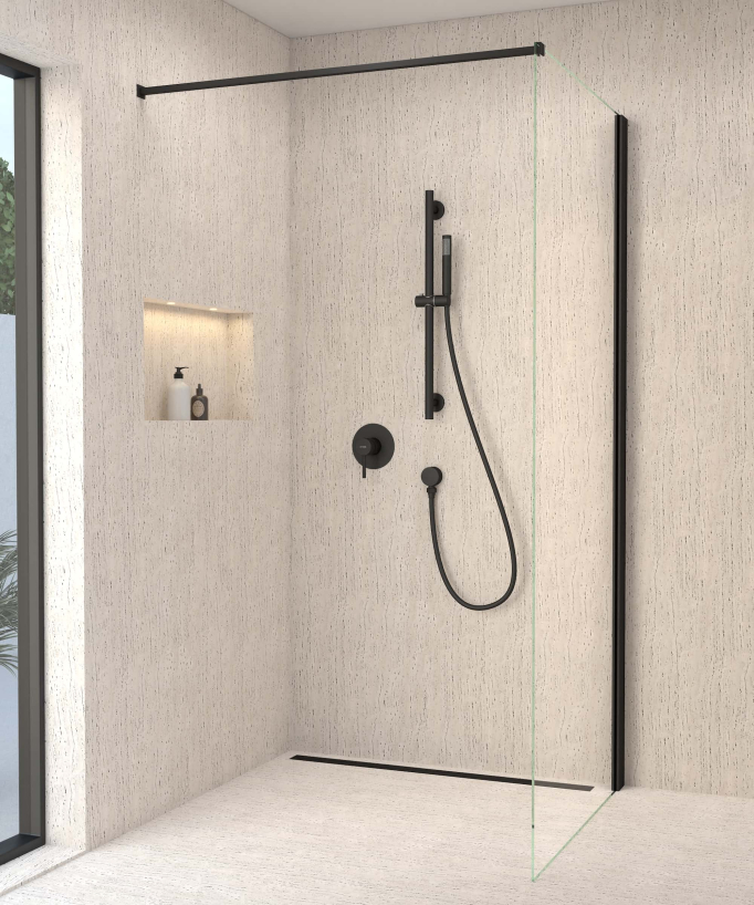 Concealed Shower Mixer with Rail and Hand Shower Set - Black - Corbeau