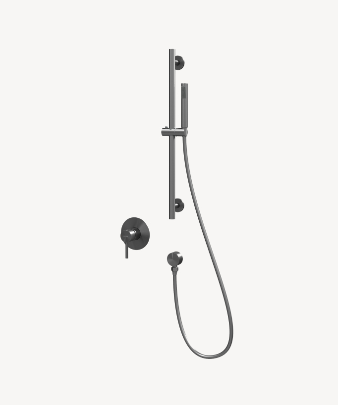 Concealed Shower Mixer with Rail and Hand Shower Set - Gunmetal - Corbeau