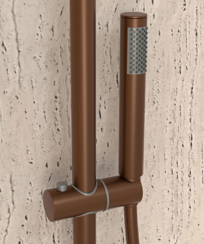 Concealed Shower Mixer with Rail and Hand Shower Set - Brushed Rose Gold - Corbeau