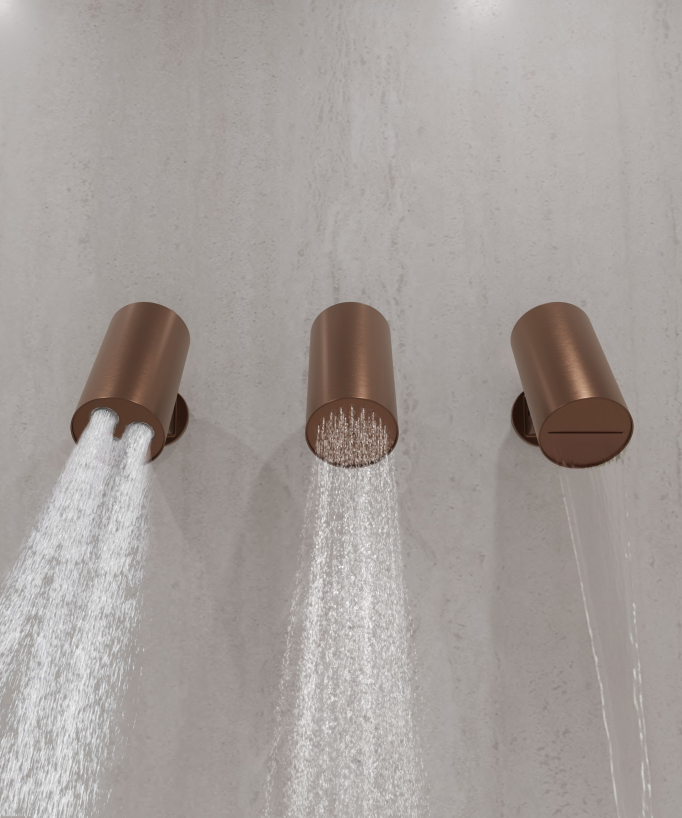 Concealed Thermostatic Multi-Spray Pack with Adjustable Heads Brushed Rose Gold - Corbeau