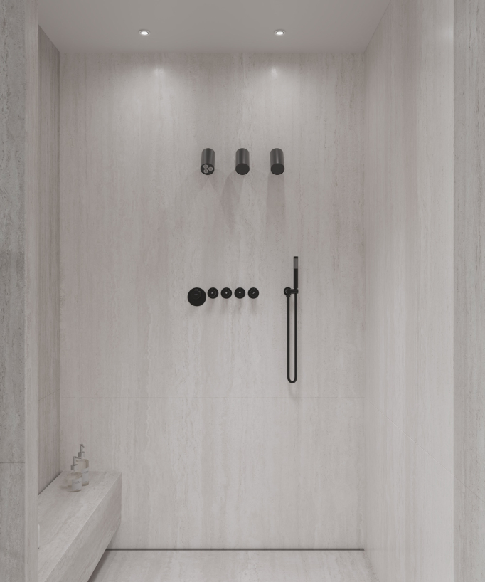 Concealed Thermostatic Multi-Spray Pack with Adjustable Heads Black - Corbeau