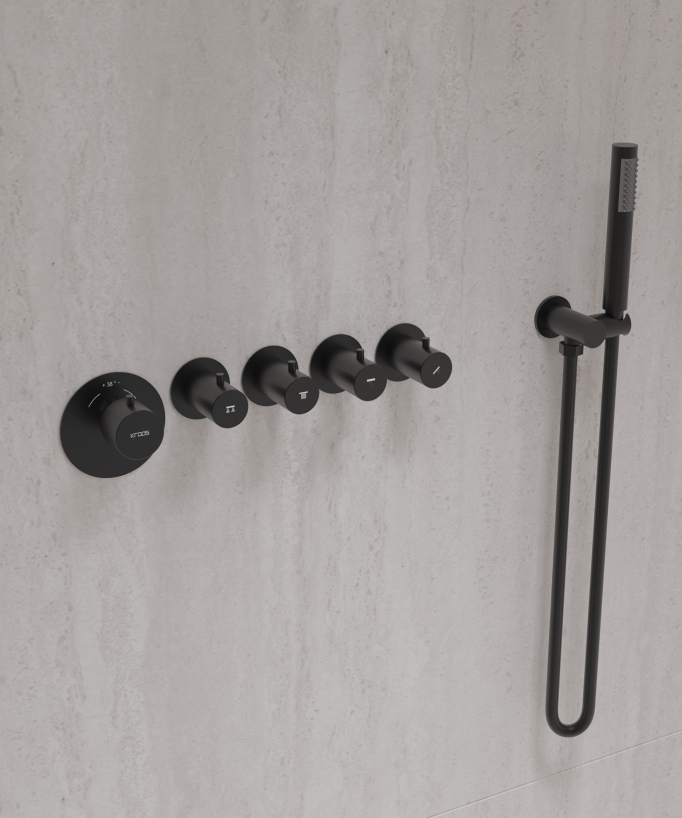 Concealed Thermostatic Multi-Spray Pack with Adjustable Heads Black - Corbeau