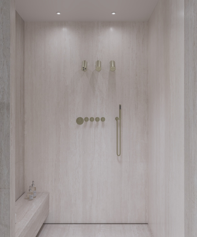 Concealed Thermostatic Multi-Spray Pack with Adjustable Heads Brushed Gold - Corbeau