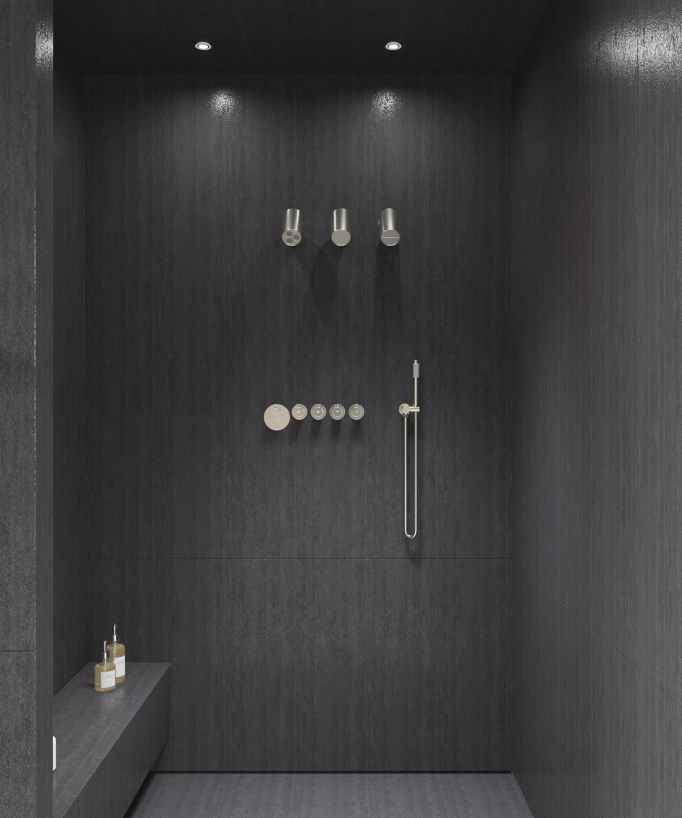 Concealed Thermostatic Multi-Spray Pack with Adjustable Heads Brushed Nickel - Corbeau