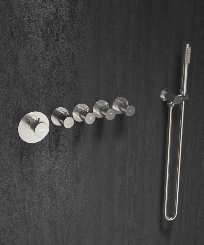 Concealed Thermostatic Multi-Spray Pack with Adjustable Heads Brushed Nickel - Corbeau