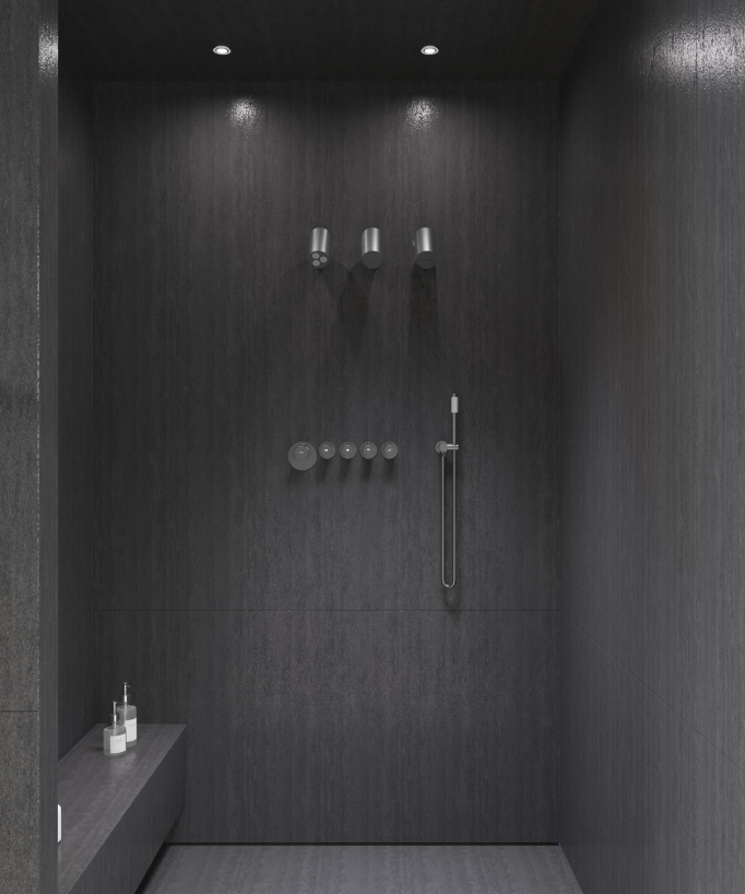 Concealed Thermostatic Multi-Spray Pack with Adjustable Heads Gunmetal - Corbeau