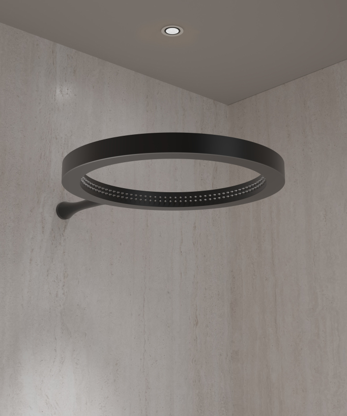 Shower kit with circular rainfall shower head Black – Corbeau