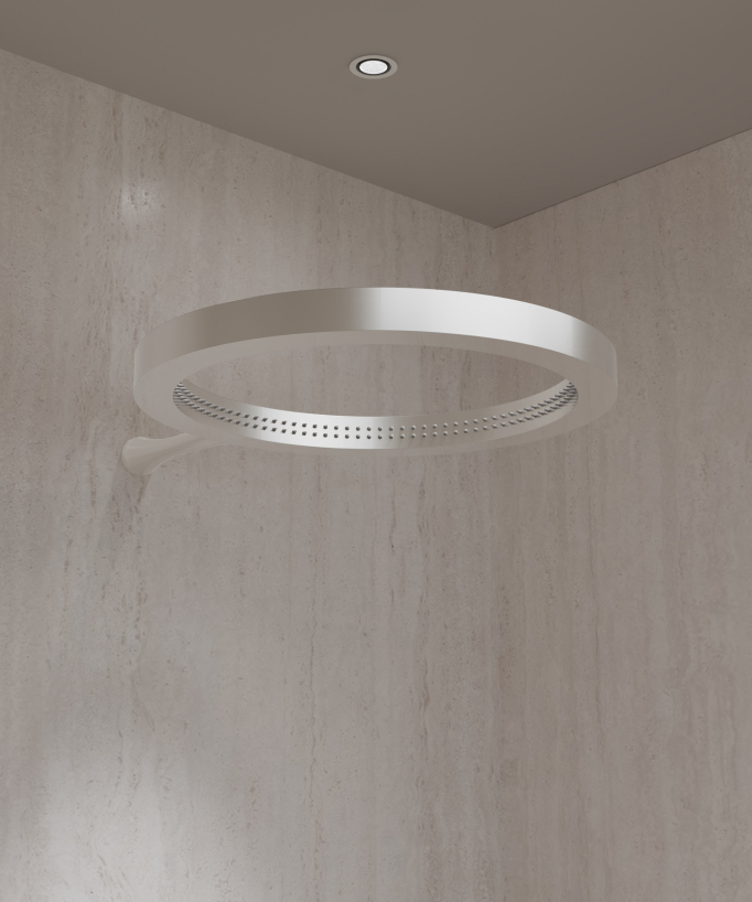 Shower kit with circular rainfall shower head Brushed nickel – Corbeau
