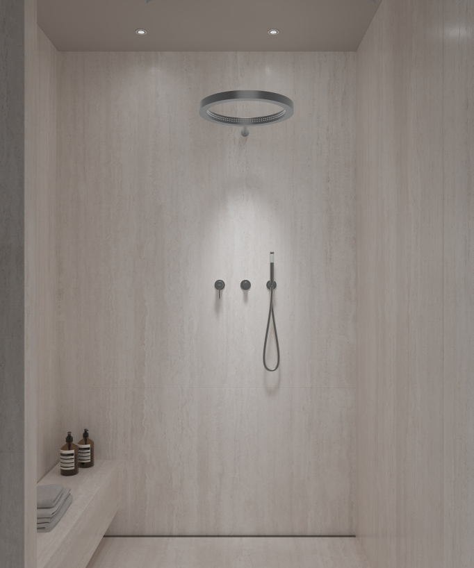 Shower kit with circular rainfall shower head Gunmetal – Corbeau