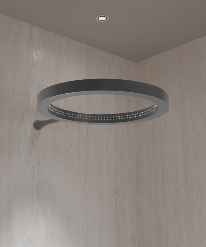 Shower kit with circular rainfall shower head Gunmetal – Corbeau