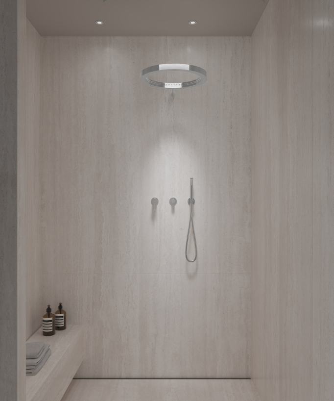 Shower kit with circular rainfall shower head Chrome – Corbeau