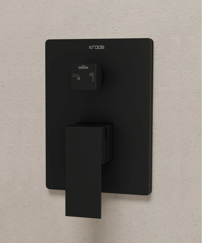 Thilia Concealed Shower and Bath Column with Waterfall Spout - Black
