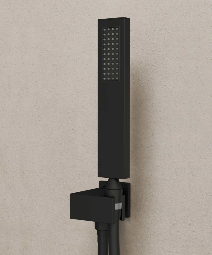 Thilia Concealed Shower and Bath Column with Waterfall Spout - Black