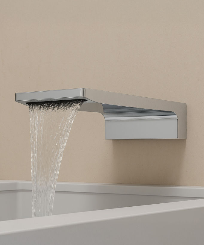 Concealed Shower and Bath Column with Waterfall Spout - Chrome - Thilia