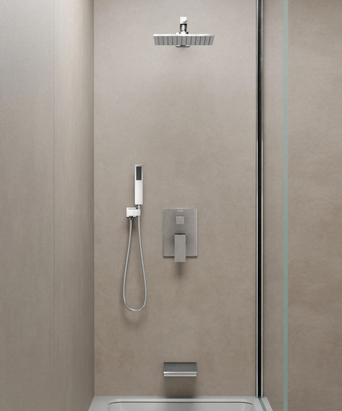Concealed Shower and Bath Column with Waterfall Spout - Chrome - Thilia