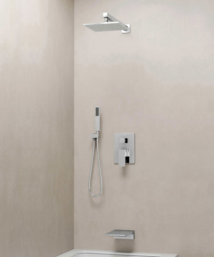 Concealed Shower and Bath Column with Waterfall Spout - Chrome - Thilia