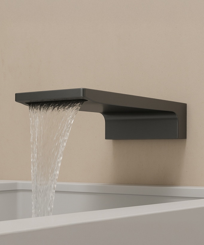 Concealed Shower and Bath Column with Waterfall Spout - Gunmetal - Thilia