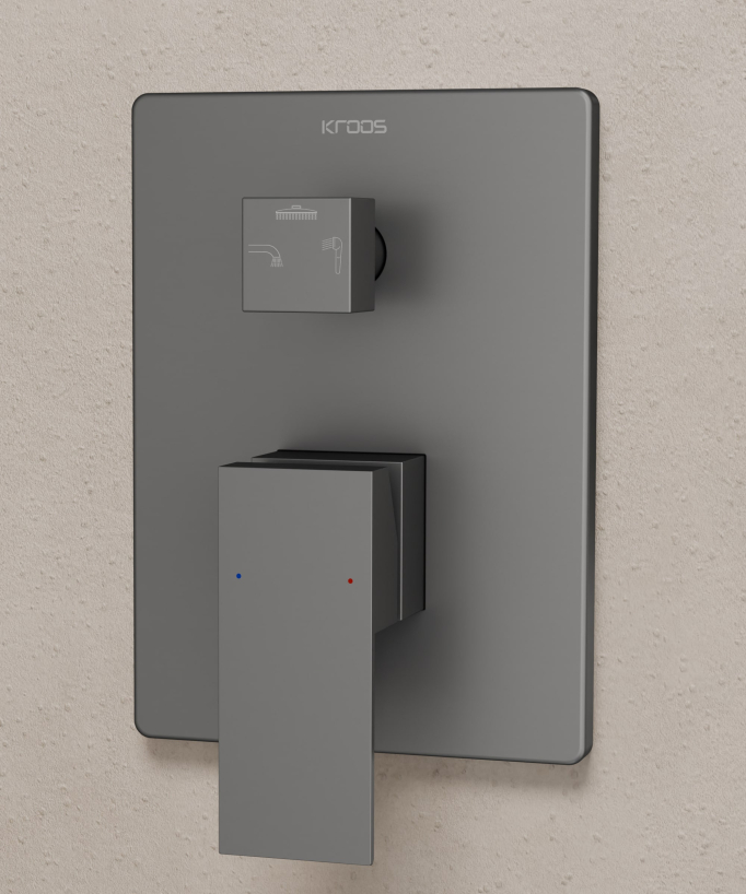 Concealed Shower and Bath Column with Waterfall Spout - Gunmetal - Thilia