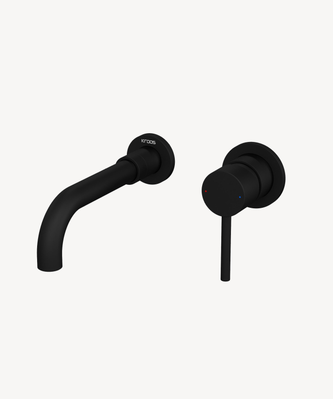 Wall-Mounted Basin Mixer, Black - Corbeau