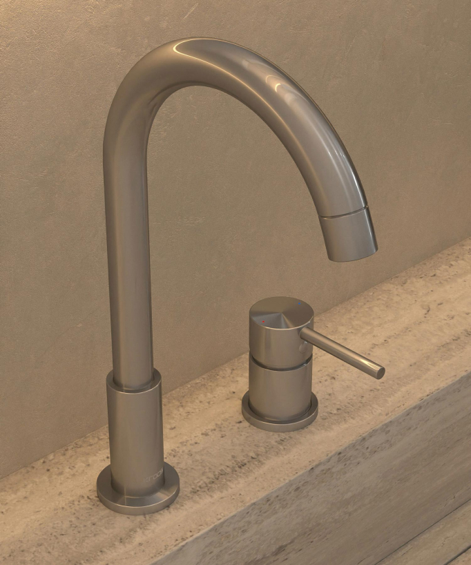 2-Hole Basin Mixer Tap, Brushed Nickel - Corbeau