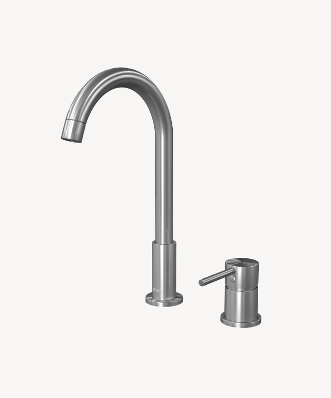 2-Hole Basin Mixer Tap, Brushed Nickel - Corbeau