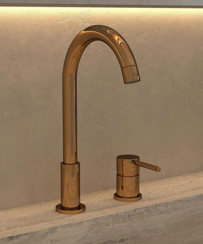 2-Hole Basin Mixer Tap, Rose Gold - Corbeau