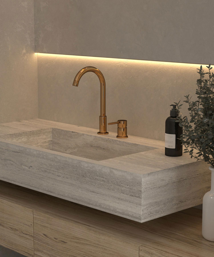 2-Hole Basin Mixer Tap, Rose Gold - Corbeau