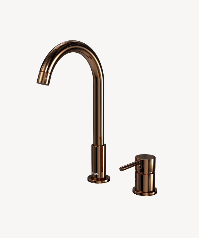2-Hole Basin Mixer Tap, Rose Gold - Corbeau