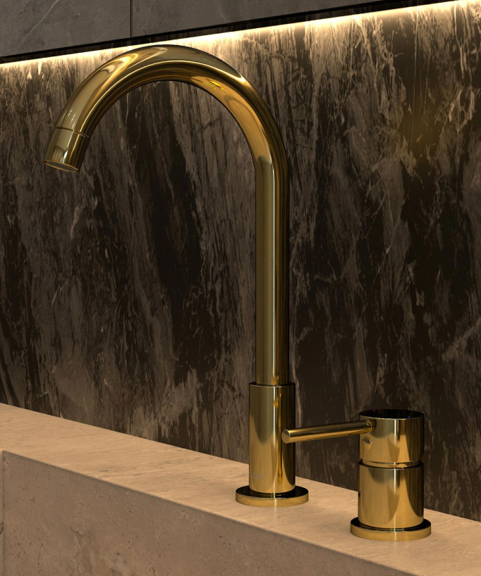 2-Hole Basin Mixer Tap, Gold - Corbeau