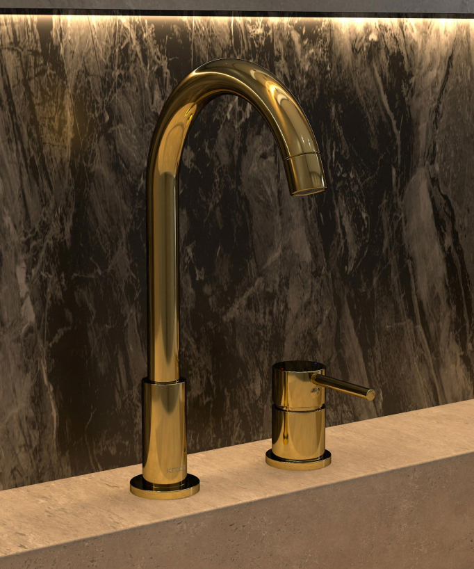 2-Hole Basin Mixer Tap, Gold - Corbeau