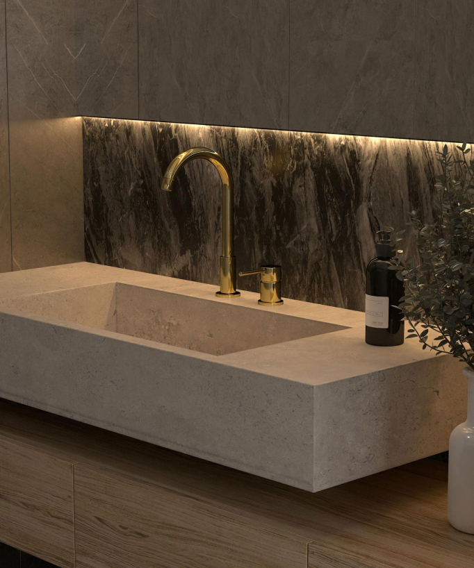 2-Hole Basin Mixer Tap, Gold - Corbeau