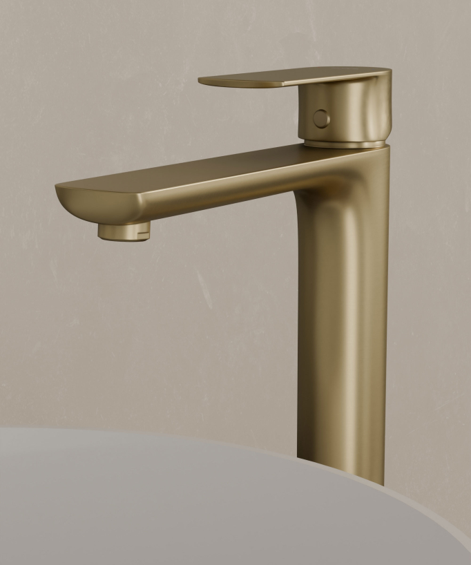 Tall Basin Mixer Tap, Brushed Gold - Nunki