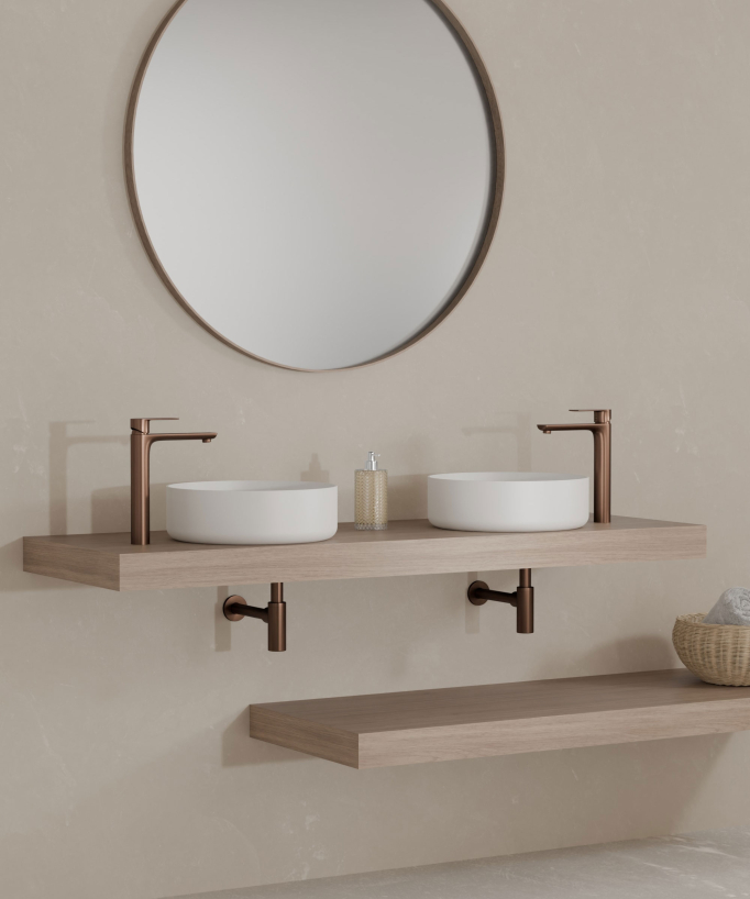 Tall Basin Mixer Tap, Brushed Rose Gold - Nunki