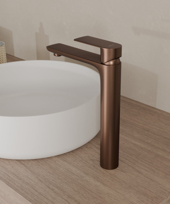 Tall Basin Mixer Tap, Brushed Rose Gold - Nunki