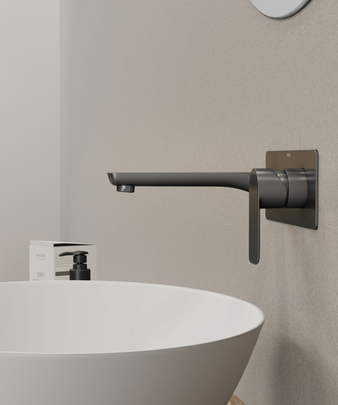 Wall-Mounted Basin Mixer, Gunmetal - Nunki