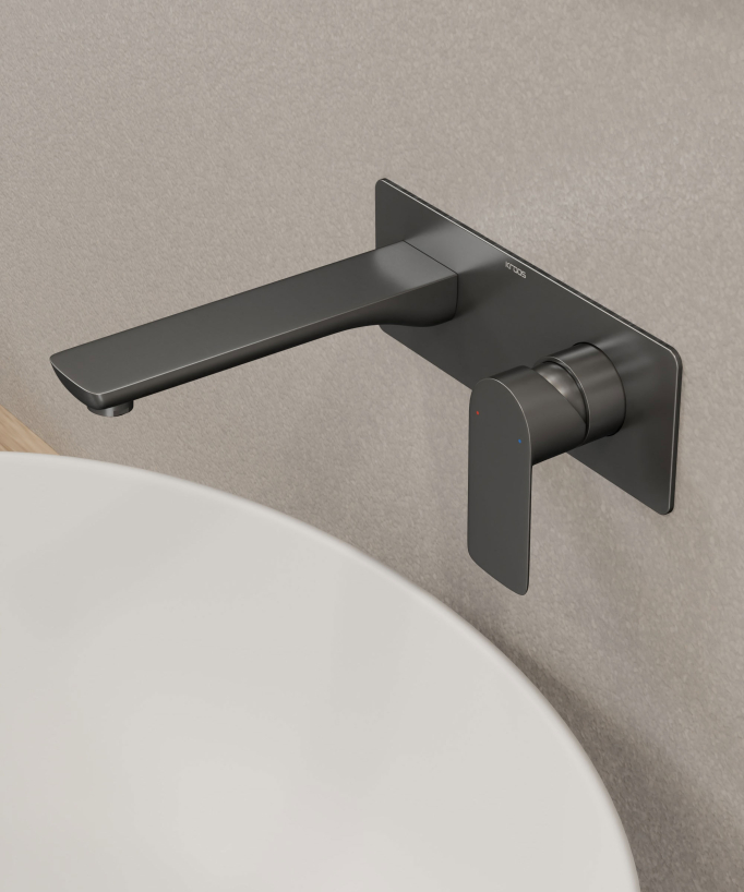 Wall-Mounted Basin Mixer, Gunmetal - Nunki