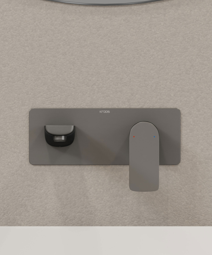 Wall-Mounted Basin Mixer, Gunmetal - Nunki